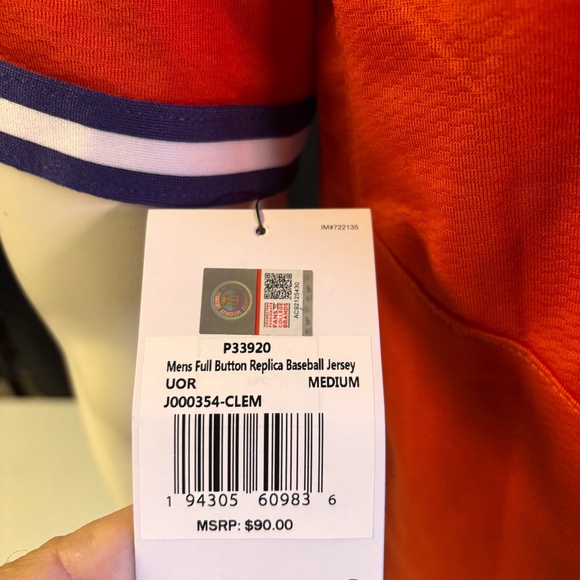 New mens medium authentic Nike Clemson Tigers baseball jersey - Picture 5 of 6